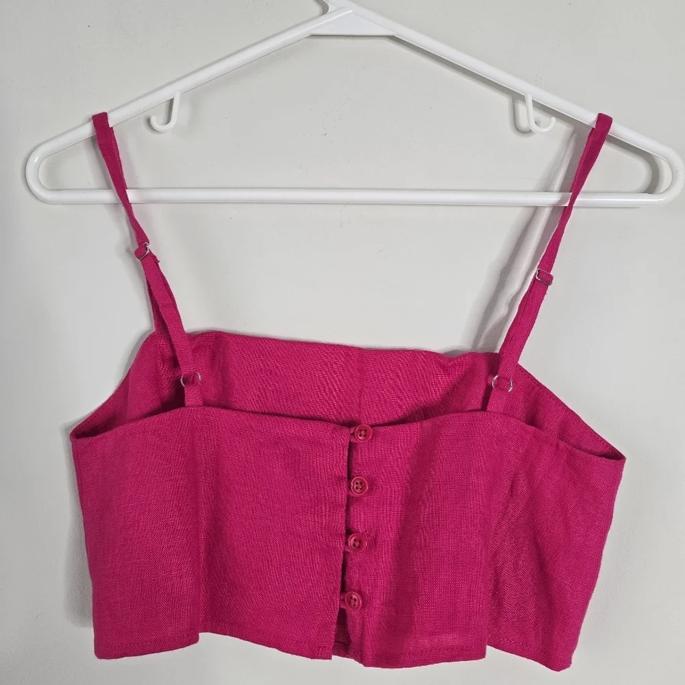 Reformation Cleo Linen Hot Pink Two Piece Set 2 Petite Barbiecore Feminine